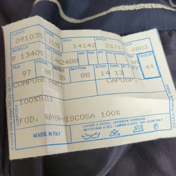 Vintage Avant‎ Garde Silk Jacket Womens 44 Navy Blue Pin Striped Italian Minimal - Picture 9 of 11